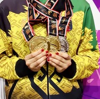 Lagu Bengawan Solo pun mengantarkan Sutjiati memenangkan dua emas dan satu perak dalam PON XX Papua untuk Lampung. Foto: Instagram @sutji.ritma