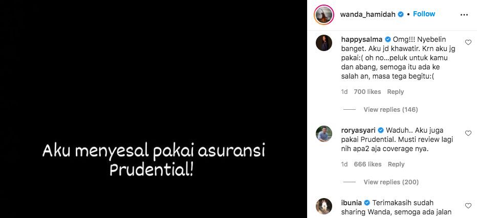 Instagram @wanda_hamidah, diakses 12 Oktober 2021 pukul 13.47 WIB