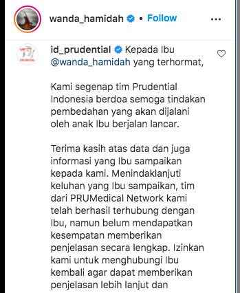 Instagram @wanda_hamidah, diakses 12 Oktober 2021 pukul 13.47 WIB