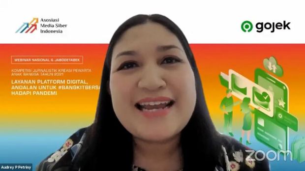 VP Corporate Comunication Gojek yang juga Ketua Penyelenggara Kreasi Pewarta Anak Bangsa, Audrey P Petriny
