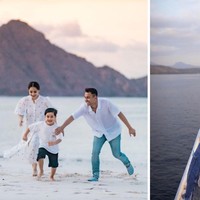 Nagita Slavina terlihat kompak mengenakan pakaian serba putih bersama suami dan anaknya. Berbeda dengan Nagita, Ayu Ting Ting tampil cantik dalam balutan tanktop crop top dan celana jeans pendek. Foto: Dok. Instagram/@raffinagita1717 dan @ayutingting92