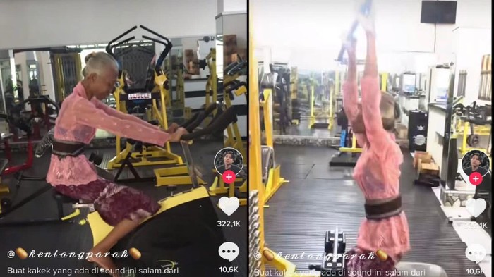 Nenek nge-gym dengan kebaya Viral Nenek Nge-gym Pakai Kebaya Bikin Melongo, Sampai Pakai Alat Pulldown