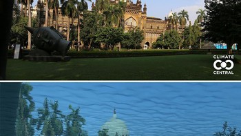 Chhatrapati Shivaji Maharaj Vastu Sangrahalaya, Mumbai, India, terendam air yang naik tinggi. Foto: Climate Central