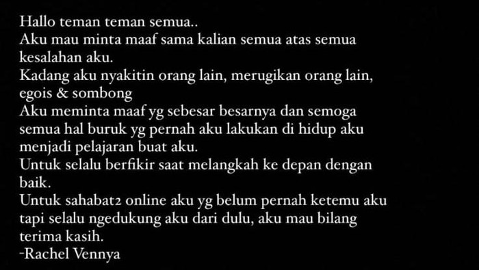 Rachel Vennya melanggar karantina.