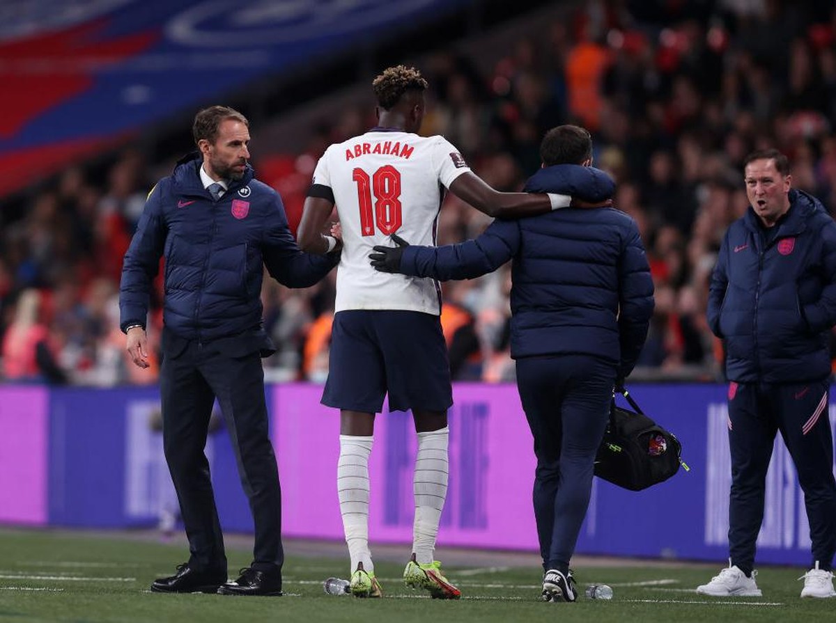 Tammy Abraham cedera engkel saat membela Timnas Inggris (Getty Images/Julian Finney)