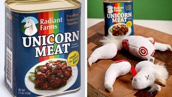 Isinya daging kaleng unicorn. Foto: Brightside