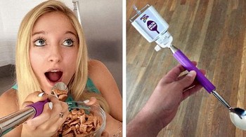 Sendok narsis penggunanya bisa selfie sambil makan. Foto: Brightside