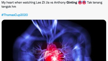 Anthony mengalahkan Lee Zii Jia 21-15, 21-17. Penonton Malaysia sampai deg-degan. Foto: (Twitter)