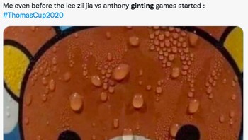 Anthony Ginting dan Lee Zii Jia saling susul angka. Penonton pun keringat dingin. Foto: (Twitter)