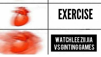 Gim berlangsung ketat. Anthony dan Lee Zii Jia saling mengejar angka. Keluar meme jantung berdebar keras. Foto: (Twitter)