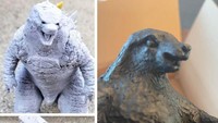 Action figure Godzilla jauh dari gambar yang tertera. Hasil aslinya tidak ada bentuk Godzillanya sama sekali.