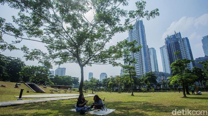 Hutan Kota GBK Sudah Buka Lagi Sejumlah warga beraktivitas di Hutan Kota GBK, Jakarta, Sabtu (16/10/2021). Hutan Kota GBK yang sempat tutup imbas PPKM kini telah dibuka kembali untuk warga.