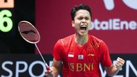 Anthony Sinisuka Ginting tidak mengalami perubahan. Juara Indonesia Masters 2020 itu berada di ranking 5 dengan perolehan 87.567 poin. AP/Claus Fisker