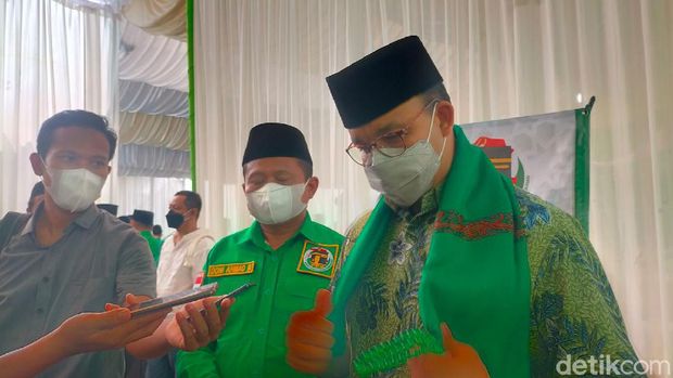 Gubernur DKI Jakarta Anies Baswedan di acara Munas Alim Ulama PPP di Semarang, Minggu (17/10/2021)