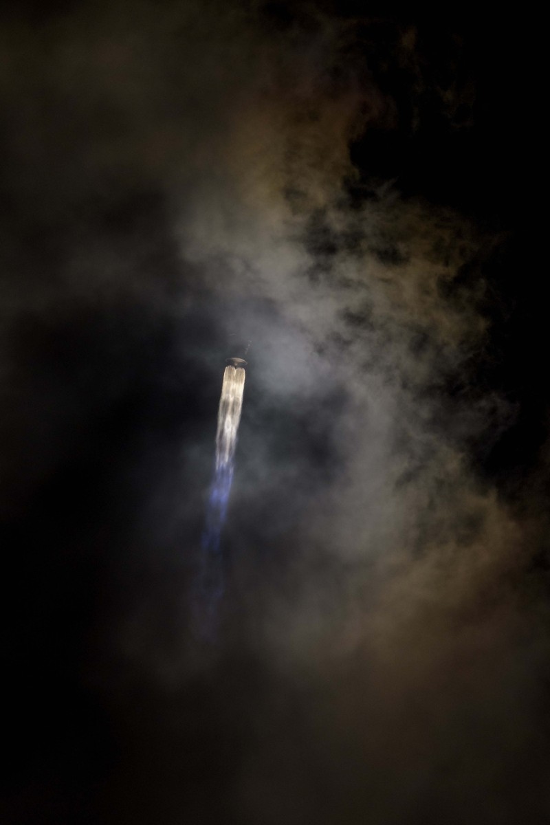 A United Launch Alliance Atlas V rocket with the Lucy spacecraft aboard launches from Space Launch Complex 41, Saturday, Oct. 16, 2021, at Cape Canaveral Space Force Station in Florida. (Chasity Maynard/Orlando Sentinel via AP)