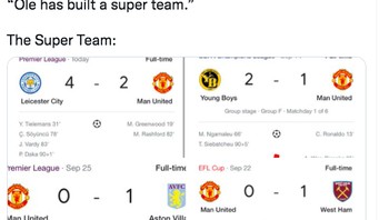 Ole kabarnya membangun tim super, tapi ternyata kalah melulu. Foto: Twitter