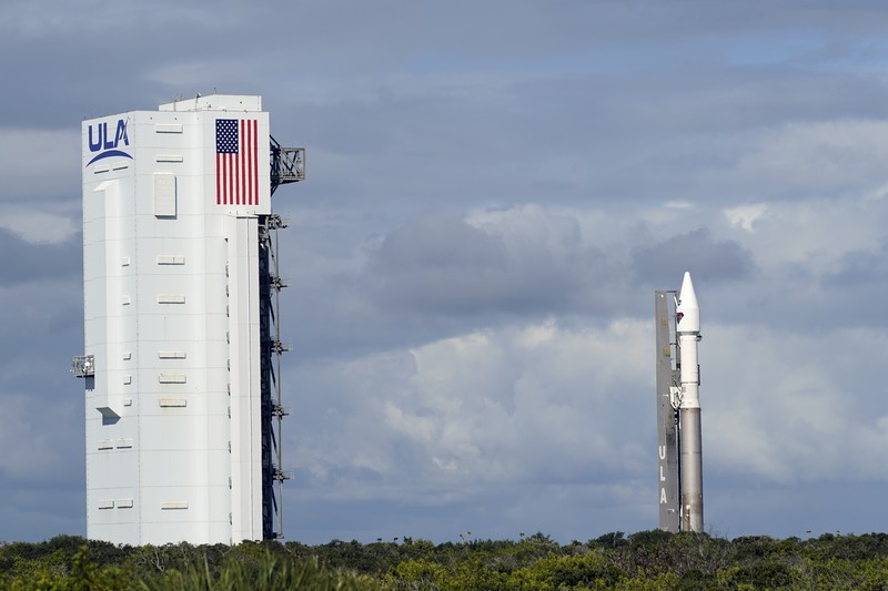 This photo released by NASA, shows a United Launch Alliance Atlas V rocket with the Lucy spacecraft aboard in this 2 minute and 30 second exposure photo as it launches from  Space Launch Complex 41, Saturday, Oct. 16, 2021, at Cape Canaveral Space Force Station in Florida. Lucy will be the first spacecraft to study Jupiter's Trojan Asteroids. Like the mission's namesake – the fossilized human ancestor, 
