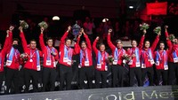 Indonesia akhirnya menjadi juara Piala Thomas 2021 yang berlangsung di Denmark pada Oktober 2021 lalu. (AP/Claus Fisker)