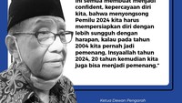 Mulanya, target kemenangan Golkar ini disampaikan oleh Ketua Dewan Pengarah Partai Golkar, Akbar Tanjung jelang ulang tahun ke-57 Golkar. Akbar Tanjung mengaku percaya diri dengan kemenangan Golkar di tahun 2024.