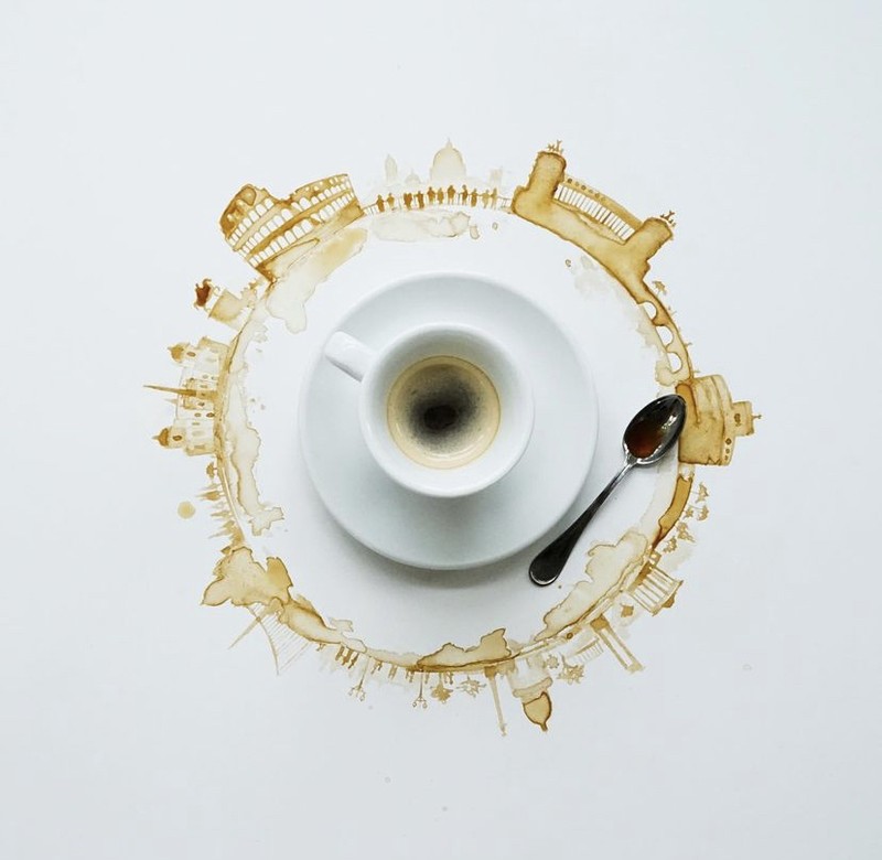 Keren Banget! Seniman Italia Ini Ubah Tumpahan Kopi Jadi Lukisan Cantik