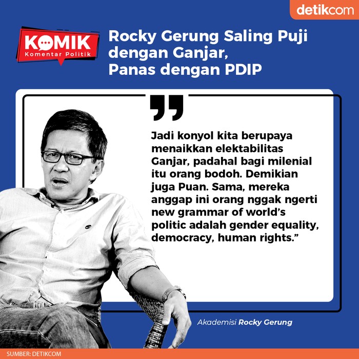 Rocky Gerung Saling Puji dengan Ganjar, Panas dengan PDIP (TIm Infografis)