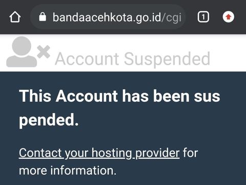 Website Pemko Banda Aceh Sempat Kena Suspended karena telat bayar hosting