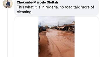 Inilah yang ada di Nigeria, tidak ada jalan karena kotor. Foto: Screenshot Facebook