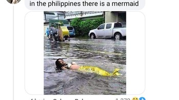 Di Filipina saat banjir, ada putri duyung muncul. Foto: Screenshot Facebook