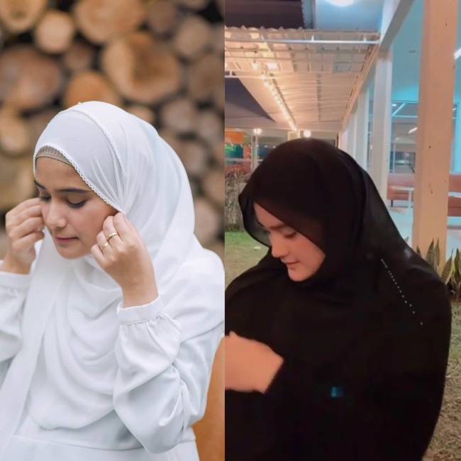 Serba monokrom, Nadya membagikan foto dengan memakai hijab pashmina croscet putih. Gaya keduanya semakin mirip ketika Syifa juga mengenakan hijab pashmina serba hitam. Warganet pun mengatakan jika Syifa mirip dengan Nadia. Mirip kak Nadia, tulis akun @desy.safitri.7583. Mirip banget sama Nadia, ucap akun @ayunengtiyas19. Foto: Dok. Instagram @nadyamustika & @syifaaef.