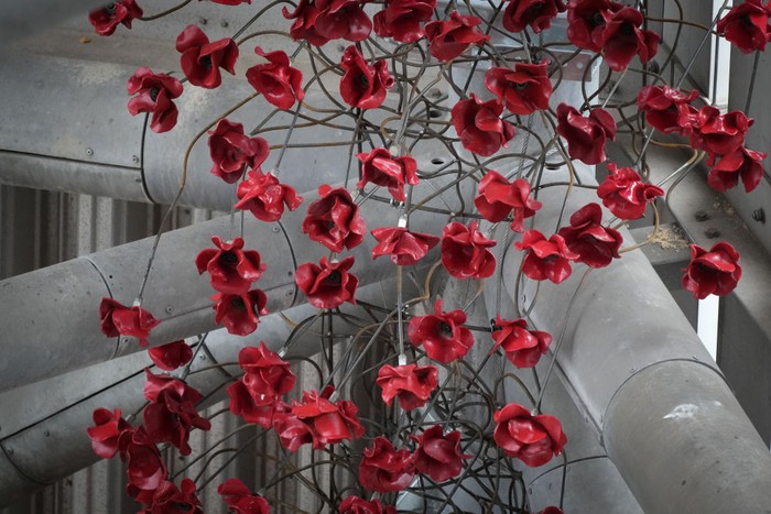 Karya Seni Instalasi Bunga Poppy Terbuat dari Keramik MANCHESTER, ENGLAND - OCTOBER 20: An engineer holds a ceramic poppy from the installation of