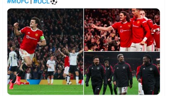 Malam yang mengagumkan, sebut akun resmi Manchester United di Twitter. Foto: Twitter