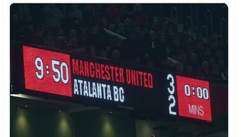 Papan skor yang menggembirakan bagi penggemar MU. Foto: Twitter