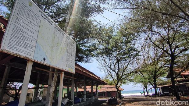 Potret kondisi bangunan yang terancam abrasi di Pantai Trisik, Kulon Progo, DIY, Kamis (21/10/2021).