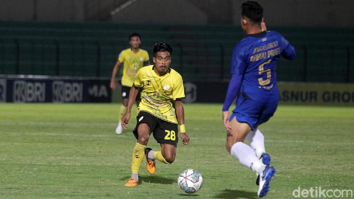Pertandingan lanjutan BRI Liga 1 seri kedua, PS Barito Putera menjamu PSIS Semarang di Stadion Sultan Agung, Bantul, Yogyakarta, Rabu (20/10/2021). Barito Putra kalah dari tamunya PSIS Semarang dengan skor akhir 0-1. Gol tunggal PSIS Semarang dicetak oleh Jonathan Eduardo.