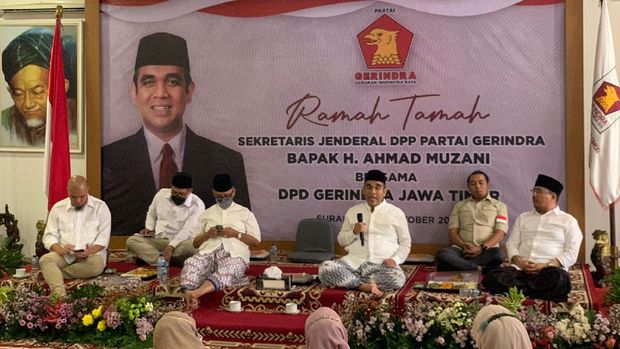 Sekjen DPP Gerindra Ahmad Muzani mengunjungi Kantor DPD Gerindra Jatim