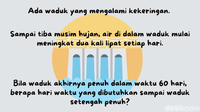 Kira-kira berapa hari yang dibutuhkan sampai waduk setengah penuh?