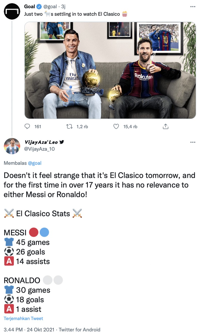 El Clasico malam ini untuk pertama kali tersaji tanpa ada Lionel Messi dan Cristiano Ronaldo, hanya ada Barcelona vs Real Madrid.