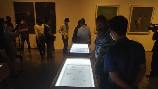 Pembukaan pameran tunggal karya Goenawan Mohamad di Museum OHD, Kota Magelang, Jawa Tengah.