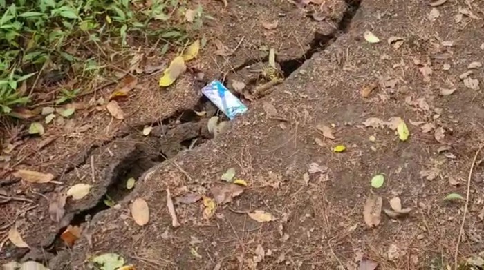 Potret salah satu keretakan Gunung Abang pascagempa magnitudo 4,8 Bali (Dok. KPH Bali Timur)