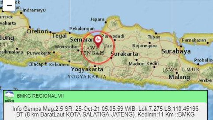Gempa Salatiga 25/10/2021 pukul 05:05 WIB