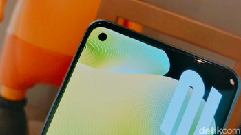 Ada punch hole di sudut kiri atas yang menjadi sarang bagi kamera selfie 16 MP. Foto: Adi Fida Rahman/detikINET