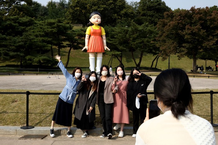 SEOUL, SOUTH KOREA - OCTOBER 26: Younghee, the giant robot doll from 