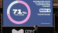 Hal tersebut karena tingkat vaksinasi penuh atau dua dosis pada orang dewasa di Australia telah mendekati target 80 persen. Getty Images/Asanka Ratnayake.