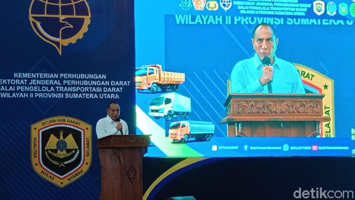 Gubernur Sumut (Gubsu) Edy Rahmayadi saat Acara Sosialisasi oleh Kemenhub di Medan. (Ahmad Arfah/detikcom)