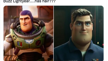 Media ini terkejut karena Buzz Lightyear ternyata punya rambut yang lebat. Kisahnya sebagai kapten Unit Perlindungan Alam Semesta dari korps Space Ranger Aliansi Intergalaksi akan diungkapkan dalam film orisinal Buzz Lightyear tersebut. Foto: Twitter