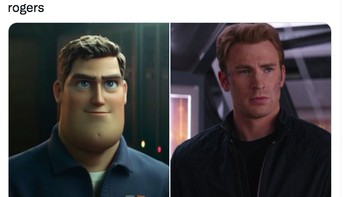 Netizen ini menilai Buzz memang mirip dengan Chris Evans. Petualangan Chris Evan sebagai Buzz Lightyear to Infinity ini dijadwalkan tayang di bioskop pada Juni 2022.Foto: Twitter