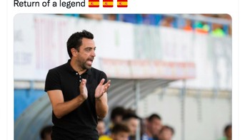 Bursa pelatih Barcelona pun memanas. Xavi Hernandez menjadi kandidat kuat. Foto: Twitter