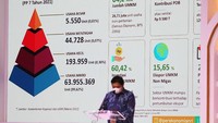 Menteri Koordinator Bidang Prekonomian Indonesia, Airlangga Hartarto menyampaikan sambutannya.