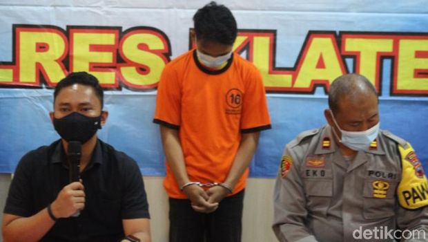 Pemuda inisial M (20) warga Klaten yang ditangkap karena membobol kotak amal puluhan masjid, Kamis (28/10/2021).