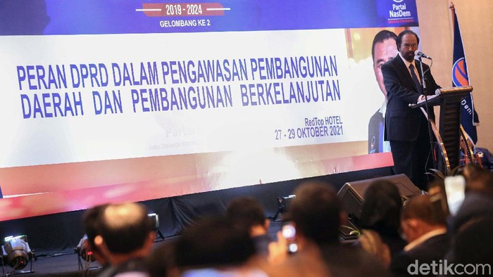 Workshop Nasional Fraksi DPRD Partai Nasdem digelar Jakarta, Kamis (28/10/2021). Acara ini dibuka oleh Ketua Umum Partai Nasdem, Surya Paloh.